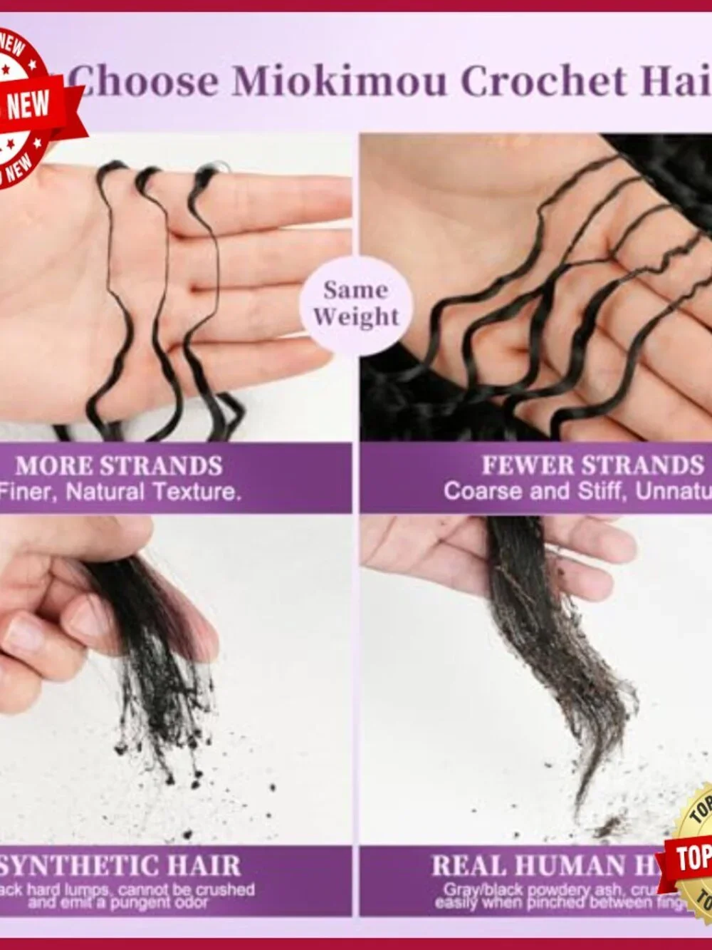 20 Inch Human Hair Extensions Deep Wave Pre-Separated 50 Strands